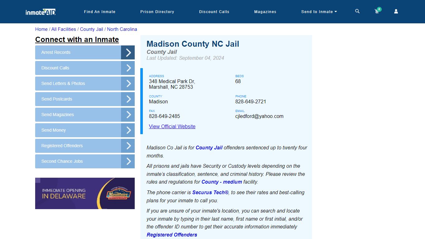 Madison County NC Jail - Inmate Locator